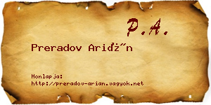 Preradov Arián névjegykártya